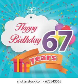 67 Th Birthday Celebration Greeting Card Stock Vector (Royalty Free ...