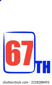 67 th Ordinal Numbers counting vector art illustration with fantastic font and blue red color - 67 th anniversary - happy birthday