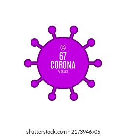 67% vector sign symbol in the form of virus illustration, corona outbreak diagnosis stamp, isolated on white background