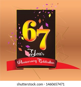67 Year Anniversary Celebration Vector Template Design Illustration