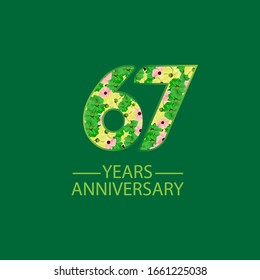 67 Year Anniversary Celebration Vector Template Design Illustration