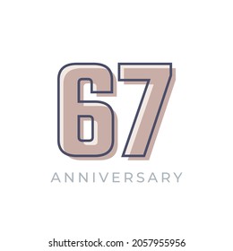 67 Year Anniversary Celebration Vector. Happy Anniversary Greeting Celebrates Template Design Illustration