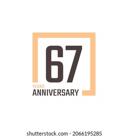 67 Year Anniversary Celebration Vector with Square Shape. Happy Anniversary Greeting Celebrates Template Design Illustration