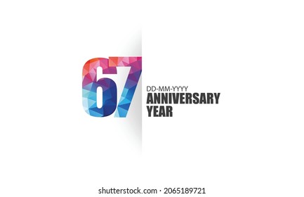  67 year anniversary full color polygon geometry style background for event, birthday, gift - vector