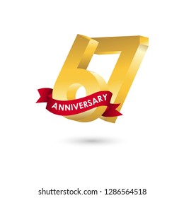 67 Year Anniversary Vector Template Design Illustration