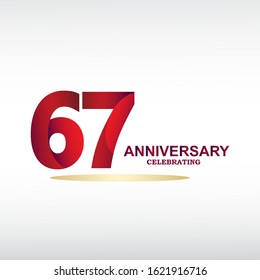 67 Year Anniversary Vector Template Design Illustration