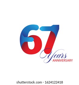 67 Year Anniversary Vector Template Design Illustration