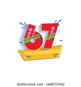 67 Year Anniversary Vector Template Design Illustration