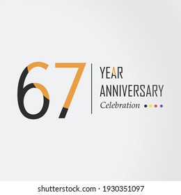 Diseño de plantilla vectorial de 67 años Ilustración Color naranja elegante fondo blanco