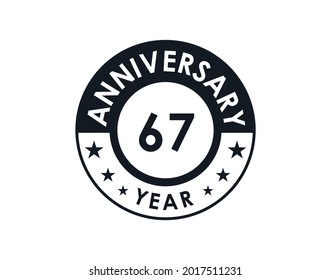 67 years anniversary badge vector design
