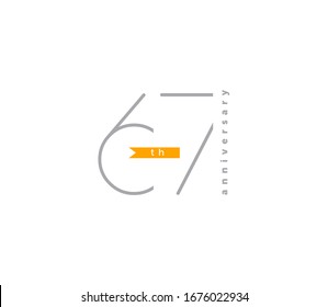 67 years anniversary or birthday celebration design template Vector.
