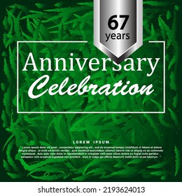 67 Years anniversary celebration 3d vector template design illustration