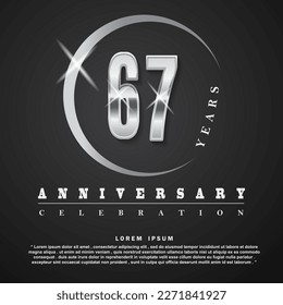 67 Years anniversary celebration 3d vector template design illustration