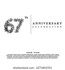 67 Years anniversary celebration 3d vector template design illustration