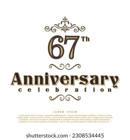67 Years anniversary celebration 3d vector template design illustration