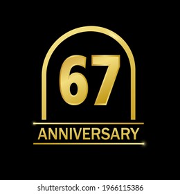 67 years anniversary celebration with elegant golden color and ring for anniversary celebration