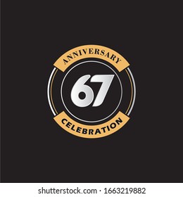 67 Years Anniversary Celebration Logo Vector Template Design 