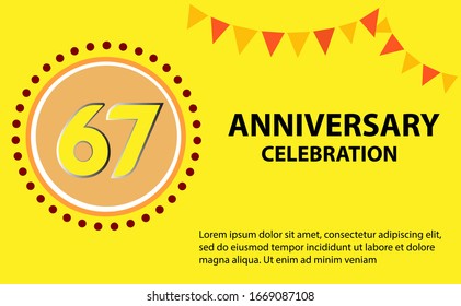 67 years anniversary celebration logo vector template design 