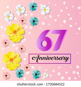 67 years anniversary celebration logo vector template design