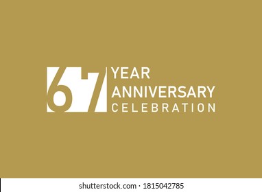 67 years anniversary celebration logotype on gold Background