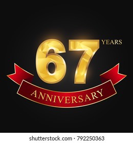 67 Years Anniversary Celebration Logotype Black Stock Vector (Royalty ...