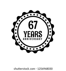 67 years anniversary celebration simple emblem, label, badge, logo,seal,sticker. vintage logo, 15 year sign, jubilee, greeting card