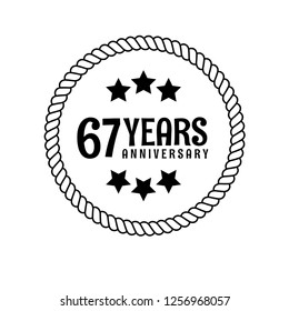 67 years anniversary celebration simple emblem, label, badge, logo,seal,sticker. vintage logo, 15 year sign, jubilee, greeting card