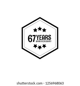 67 years anniversary celebration simple emblem, label, badge, logo,seal,sticker. vintage logo, 15 year sign, jubilee, greeting card