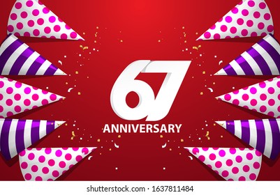 67 Years Anniversary Celebration Vector Template Design Illustration