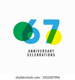 67 Years Anniversary Celebration Vector Template Design Illustration