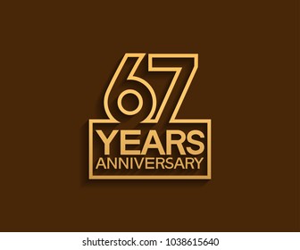 67 years anniversary design line style with square golden color for celebration event