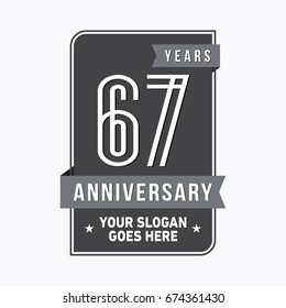 67 years anniversary design template. Vector and illustration.