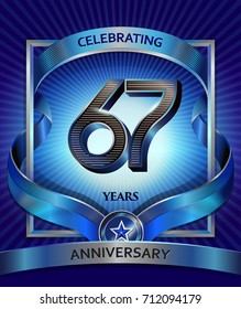 67 years anniversary design template for invitation, advertising, banner, vector design