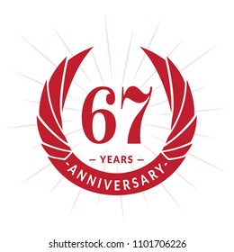 67 years anniversary. Elegant anniversary design. 67 years logo.