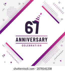 67 years anniversary greetings card, 67 anniversary celebration background free colorful vector.