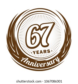 67 years anniversary. Anniversary logo design. 67 years logo.