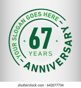 67 years anniversary logo template. Vector and illustration.