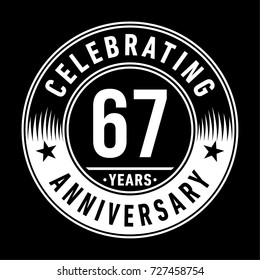 67 years anniversary logo. Vector and illustration.