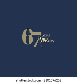67 years anniversary logotype with modern minimalism style. Vector Template Design Illustration.