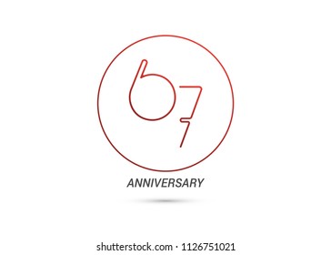 67 Years Anniversary logotype with rounded and simple red colored font numbers isolated on white background for company celebration event, birthday