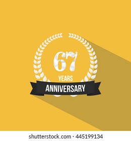 67 Years Anniversary with Low Poly Design and Laurel Ornaments