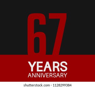 67 years anniversary simple design red number on black background for celebration template