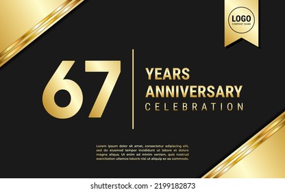 67 Years Anniversary template design. Golden Anniversary Celebration, vector illustration.