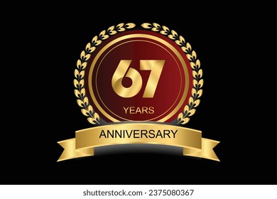 67 years anniversary vector icon, logo. Design element with modern graphic style.