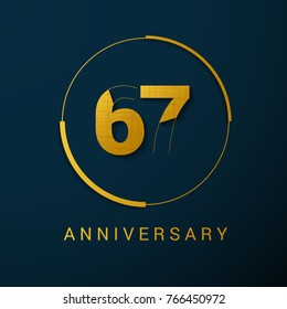 67 Years Anniversary Vector Logo Design Isolated on Dark Background