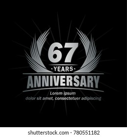 67 years design template. Anniversary vector and illustration template.