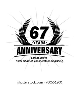 67 years design template. Anniversary vector and illustration template.