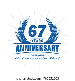 67 years design template. Anniversary vector and illustration template.