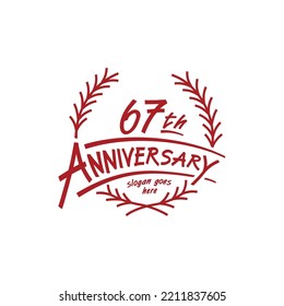 plantilla de diseño de 67 años. Vector e ilustración. Logo de los 67 años.