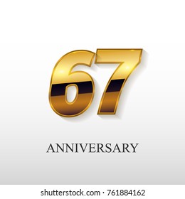 67 Years Golden Anniversary Vector Logo Design Isolated on White Background
